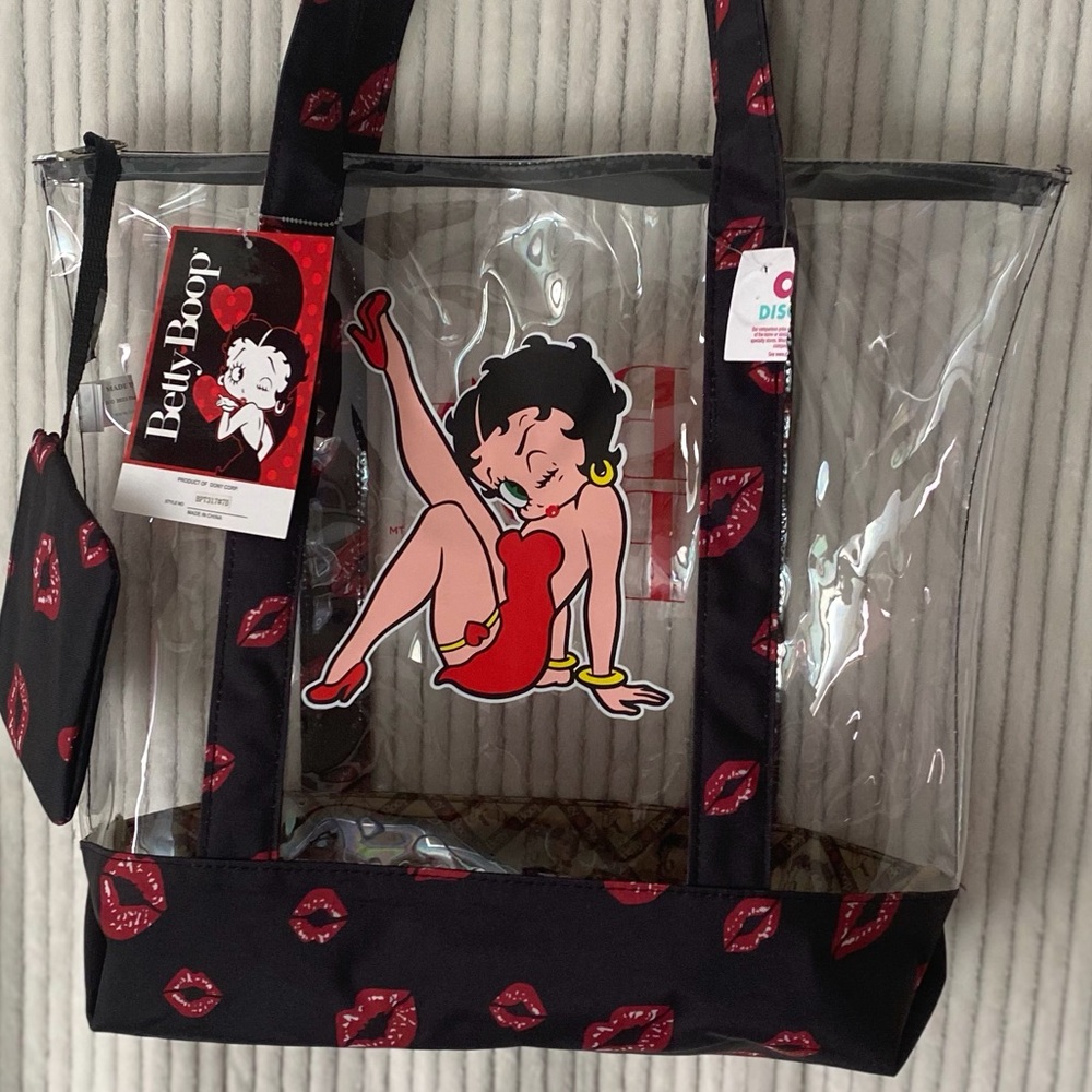 Betty Boop Clear Tote with Red and Black Accents - Picture 3 of 11